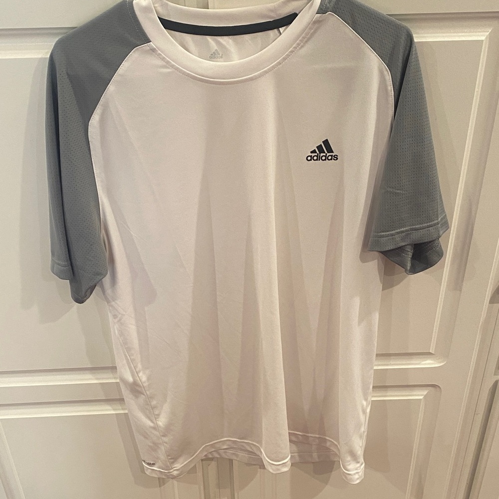 Adidas Men's White and Gray Short Sleeve Tee